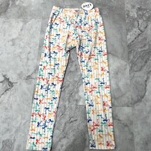 NWT dotdotsmile‎ Leggings Girls Sz 7 Small Cream Stripe Background Bows